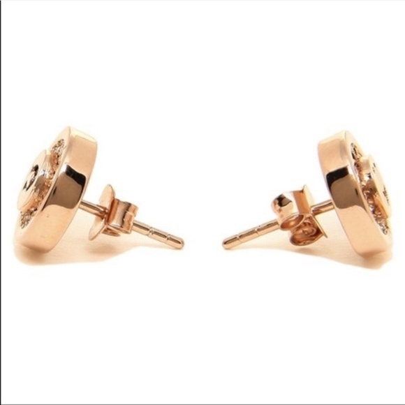 COACH NWT Rose Gold Pave Pendant Stud Earrings - Picture 5 of 6